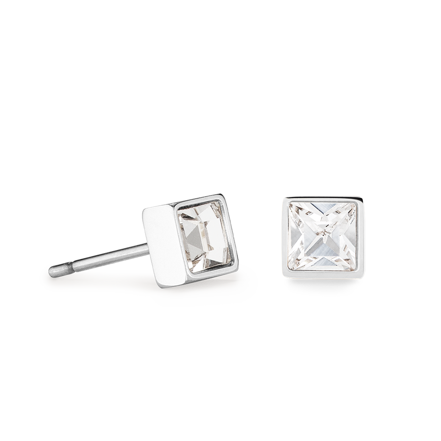 Petites boucles d'oreilles Brilliant Square argent cristal