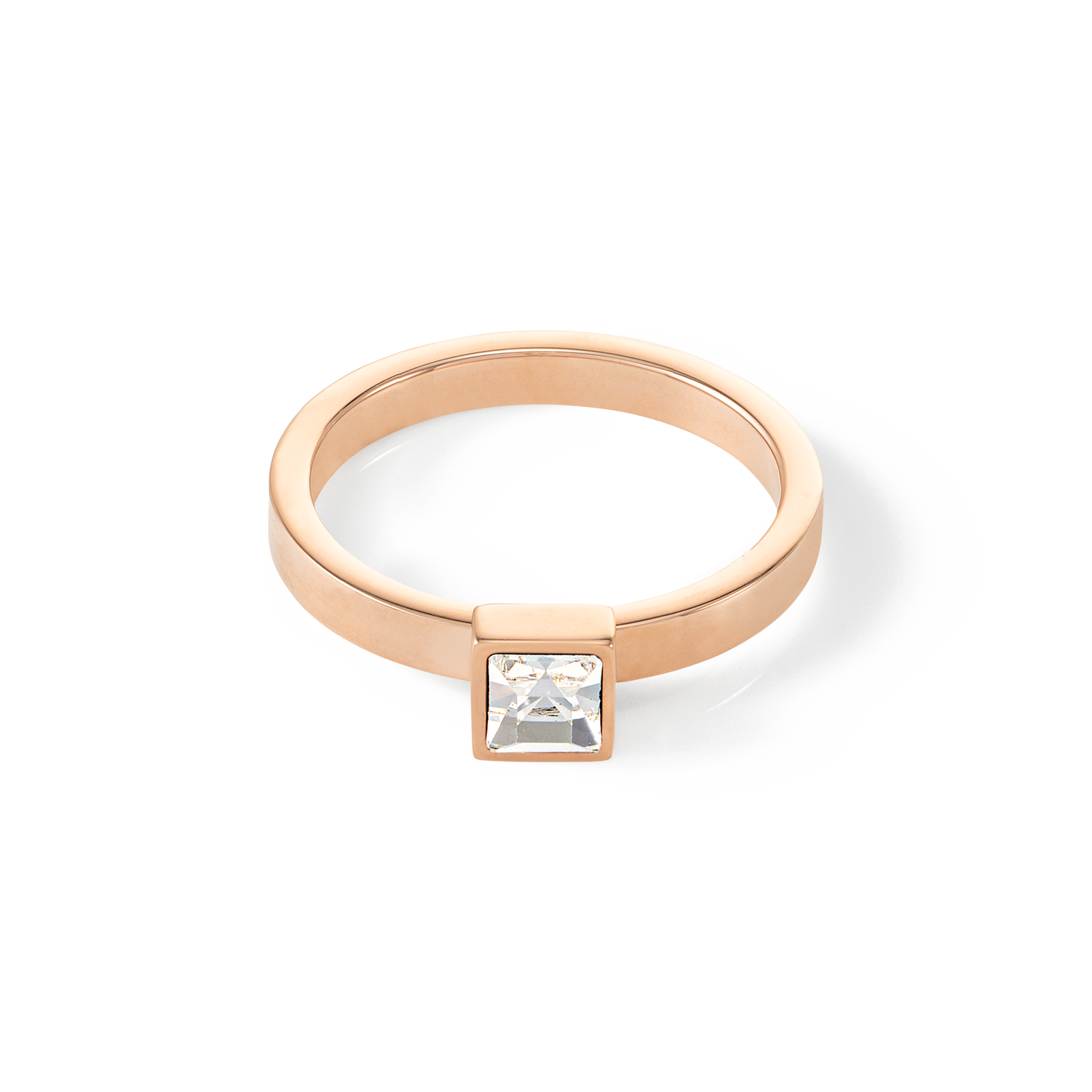 Brilliant Square small bague or rose cristal