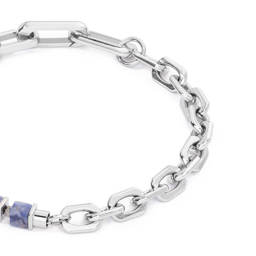 Unisex bracelet Fusion link chain bleu