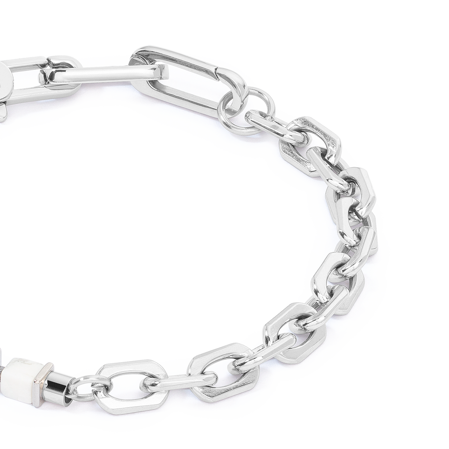 Unisex bracelet Fusion link chain blanc