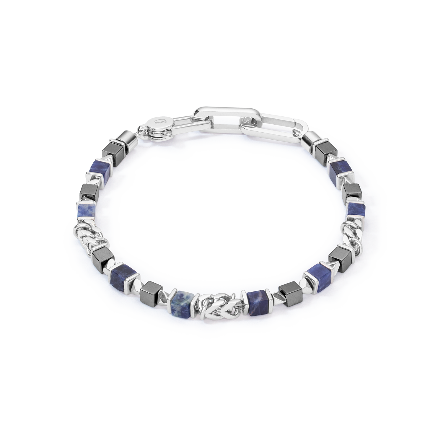 Unisex bracelet cubes & chain bleu