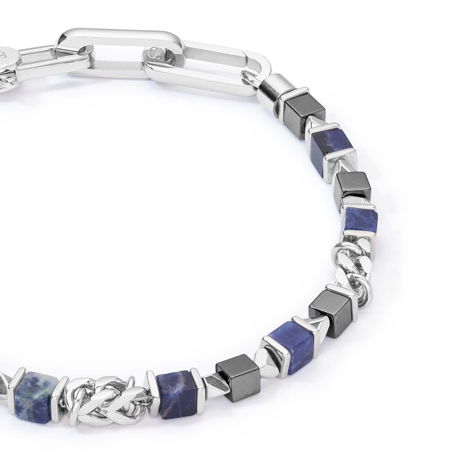 Unisex bracelet cubes & chain bleu