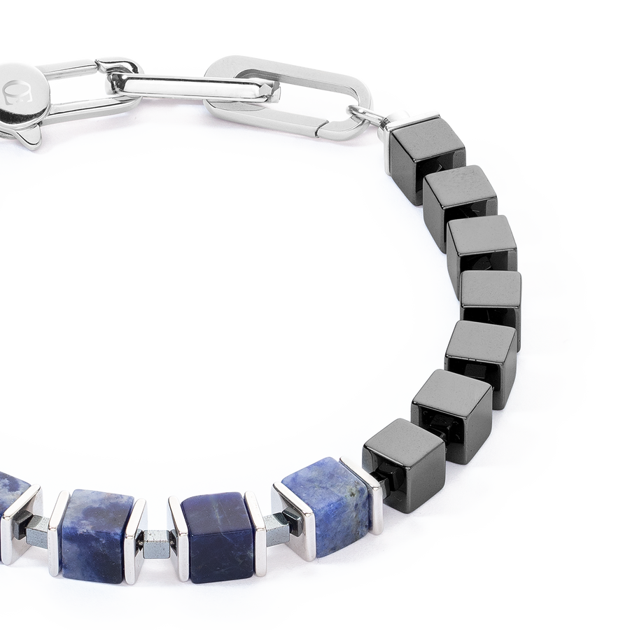 Unisex bracelet precious cubes bleu