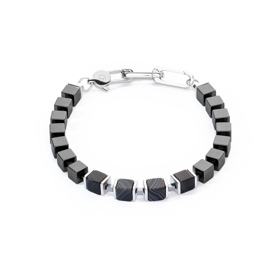 Unisex bracelet precious cubes noir