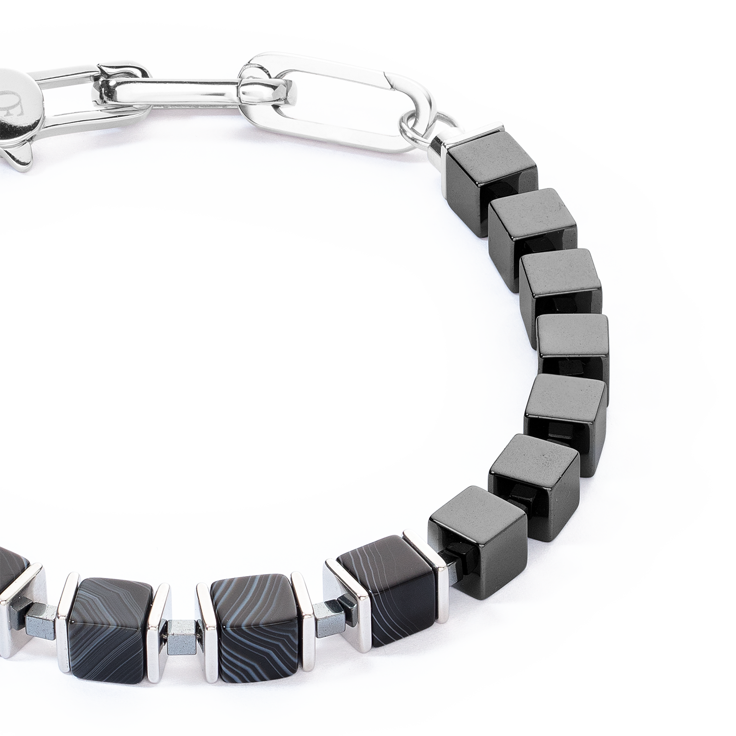 Unisex bracelet precious cubes noir