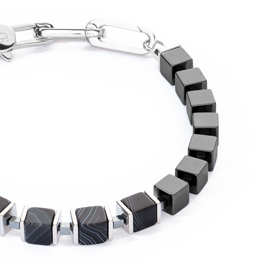 Unisex bracelet precious cubes noir