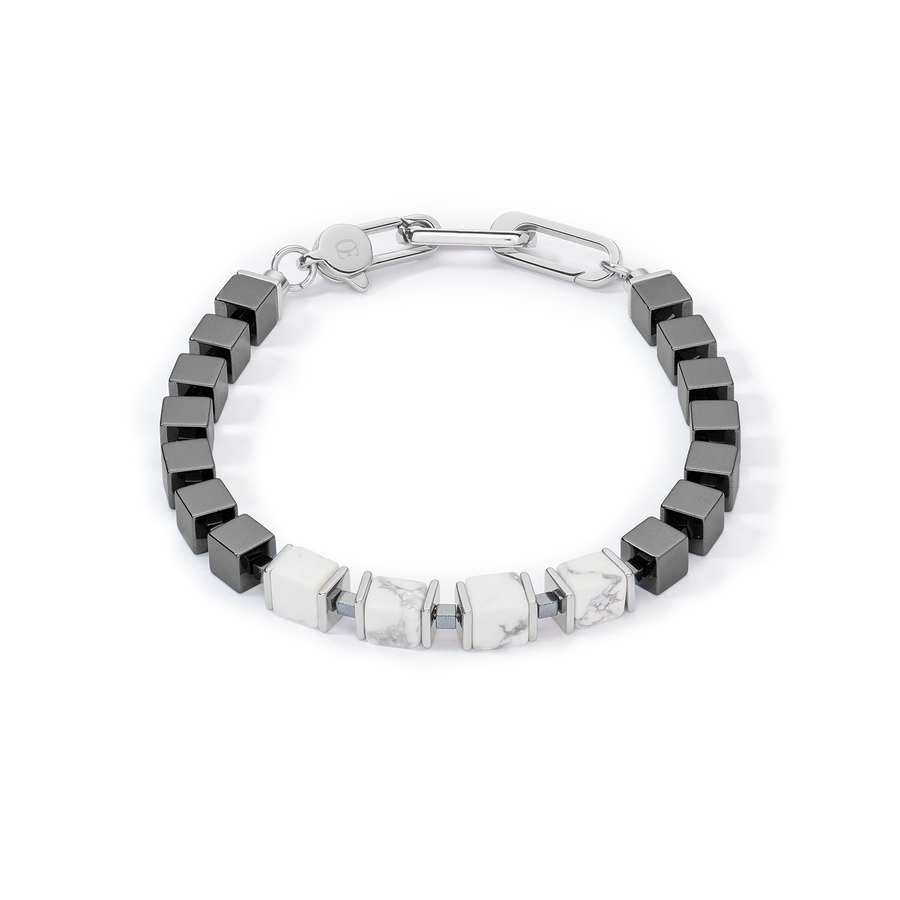 Unisex bracelet precious cubes blanc