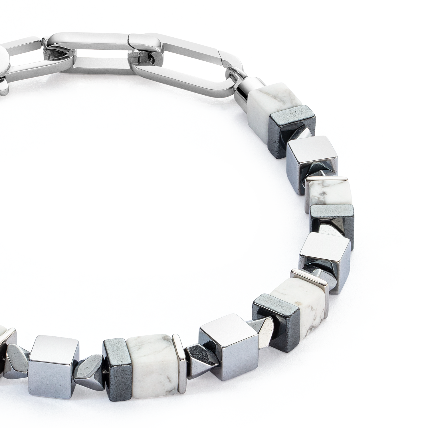 Bracelet Precious Cubes blanc-argent