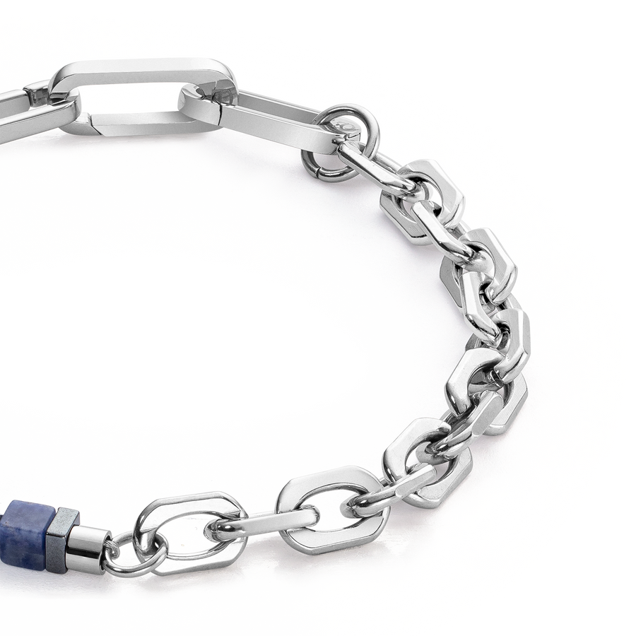 Bracelet Precious Fusion link chain bleu-argent
