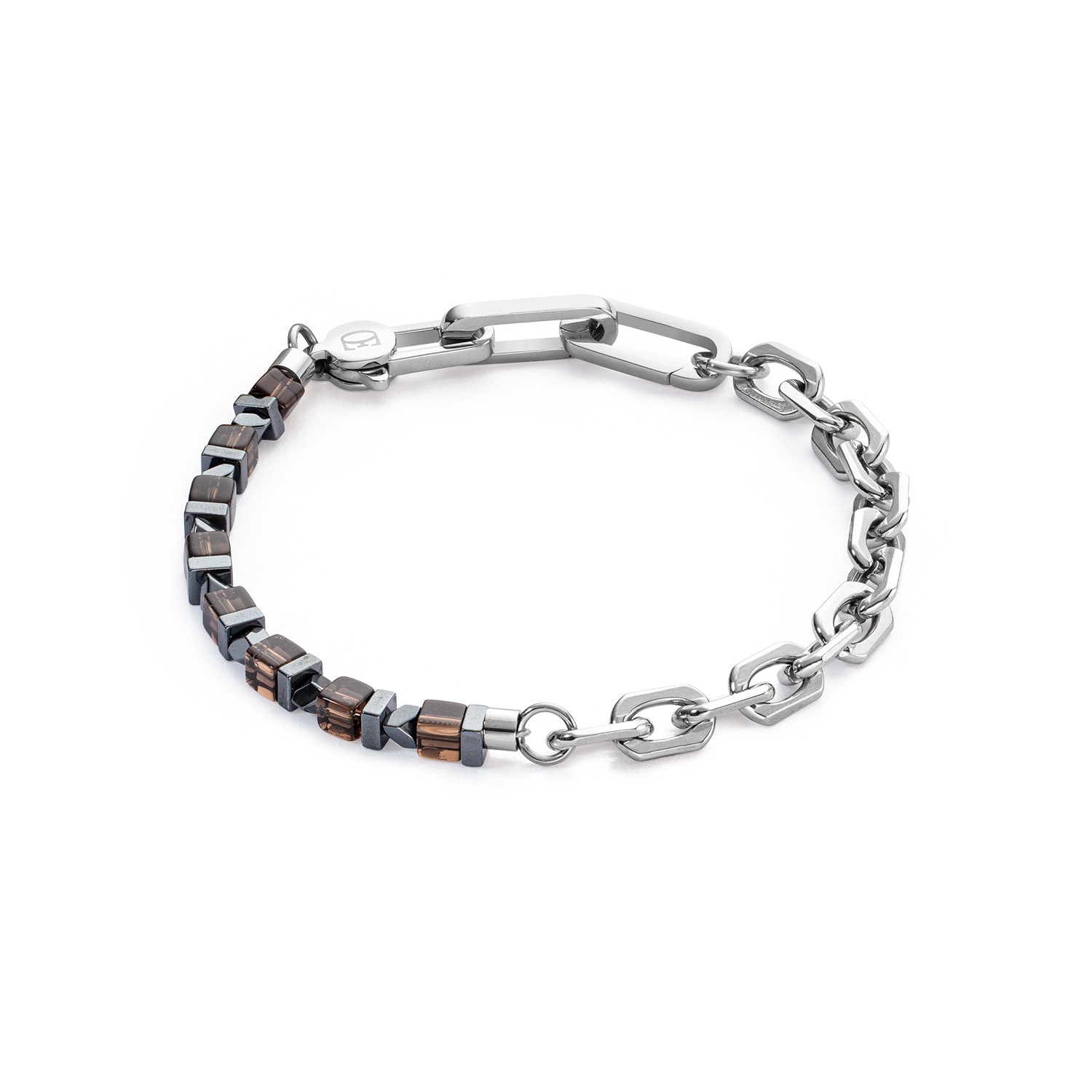 Bracelet Precious Fusion link chain marron-argenté
