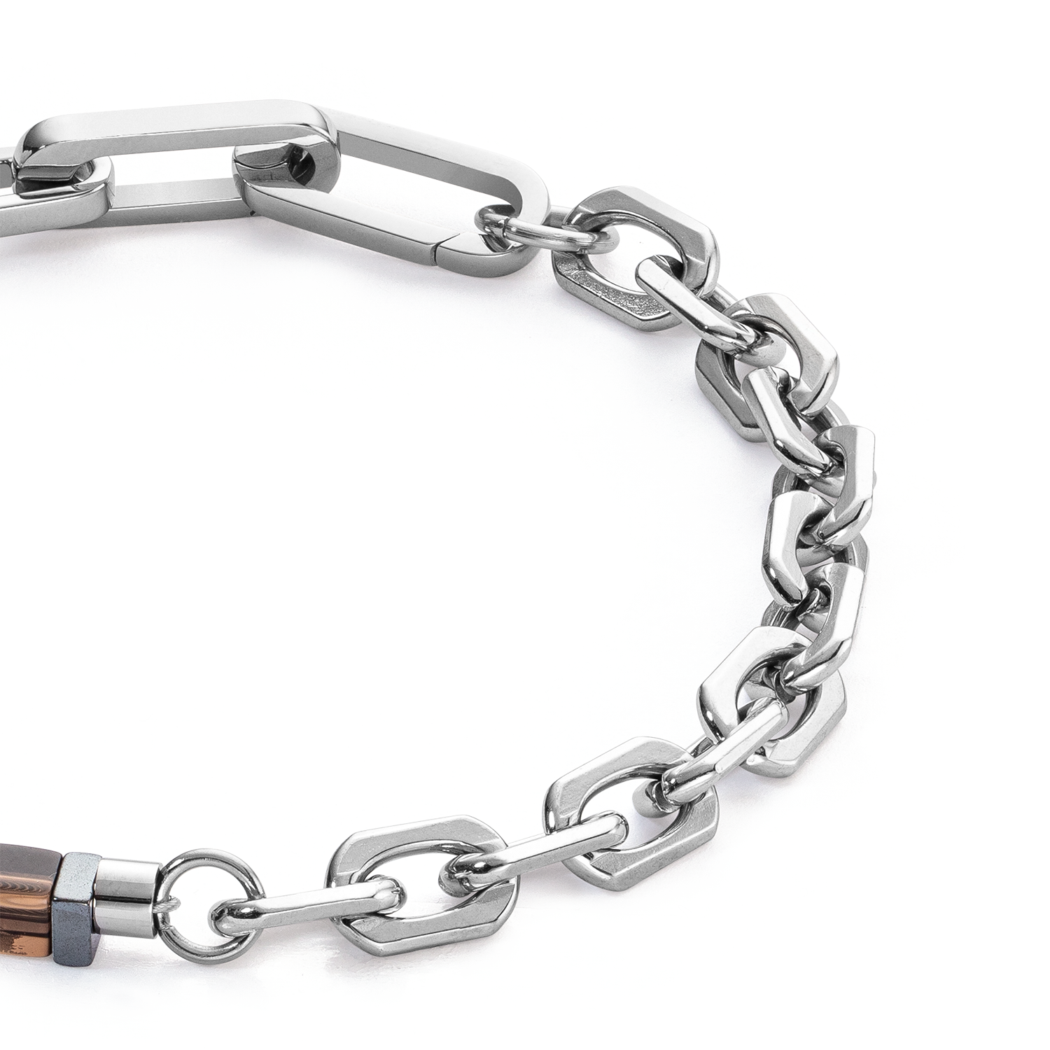 Bracelet Precious Fusion link chain marron-argenté