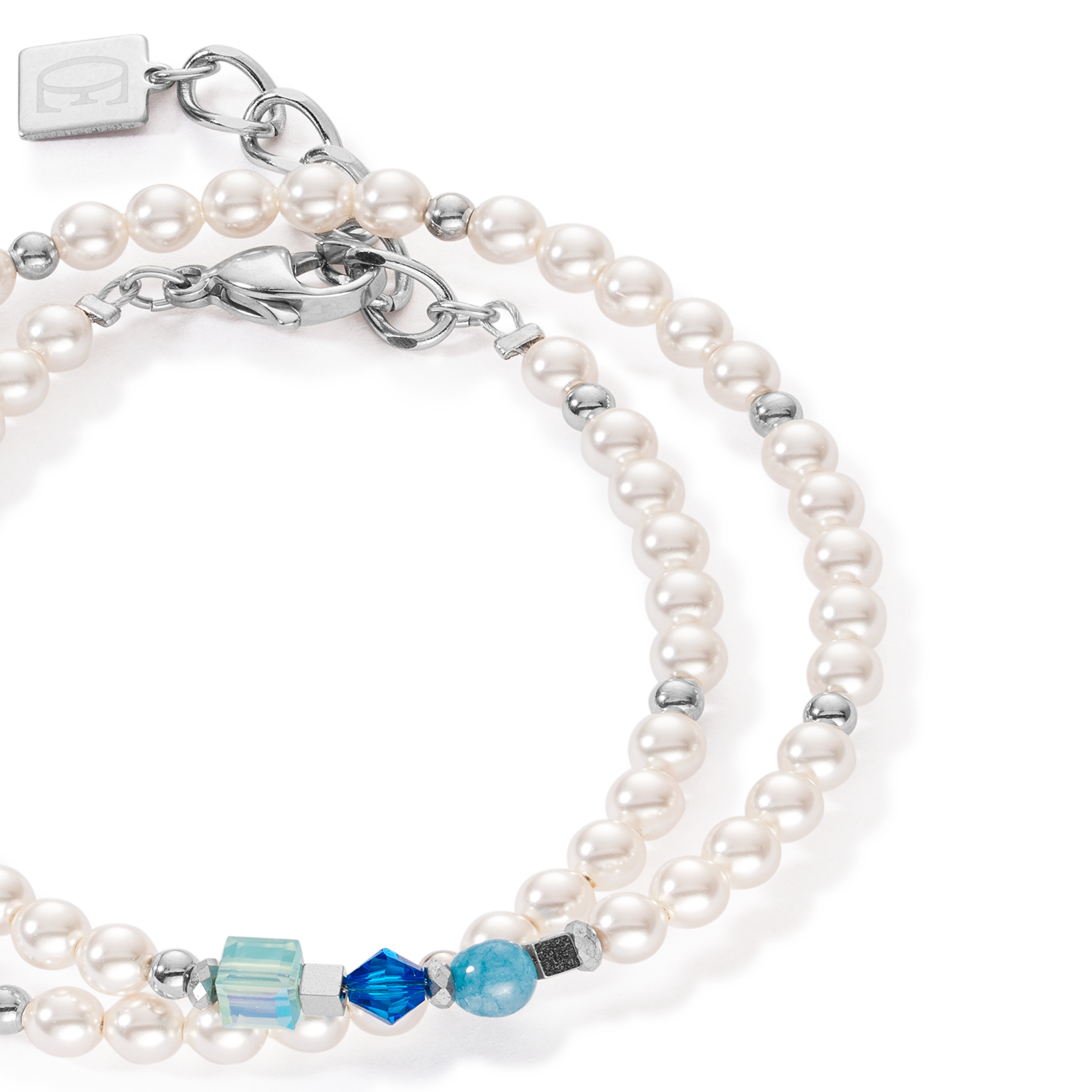 Bracelet Princess Pearls Wrap Around argent bleu