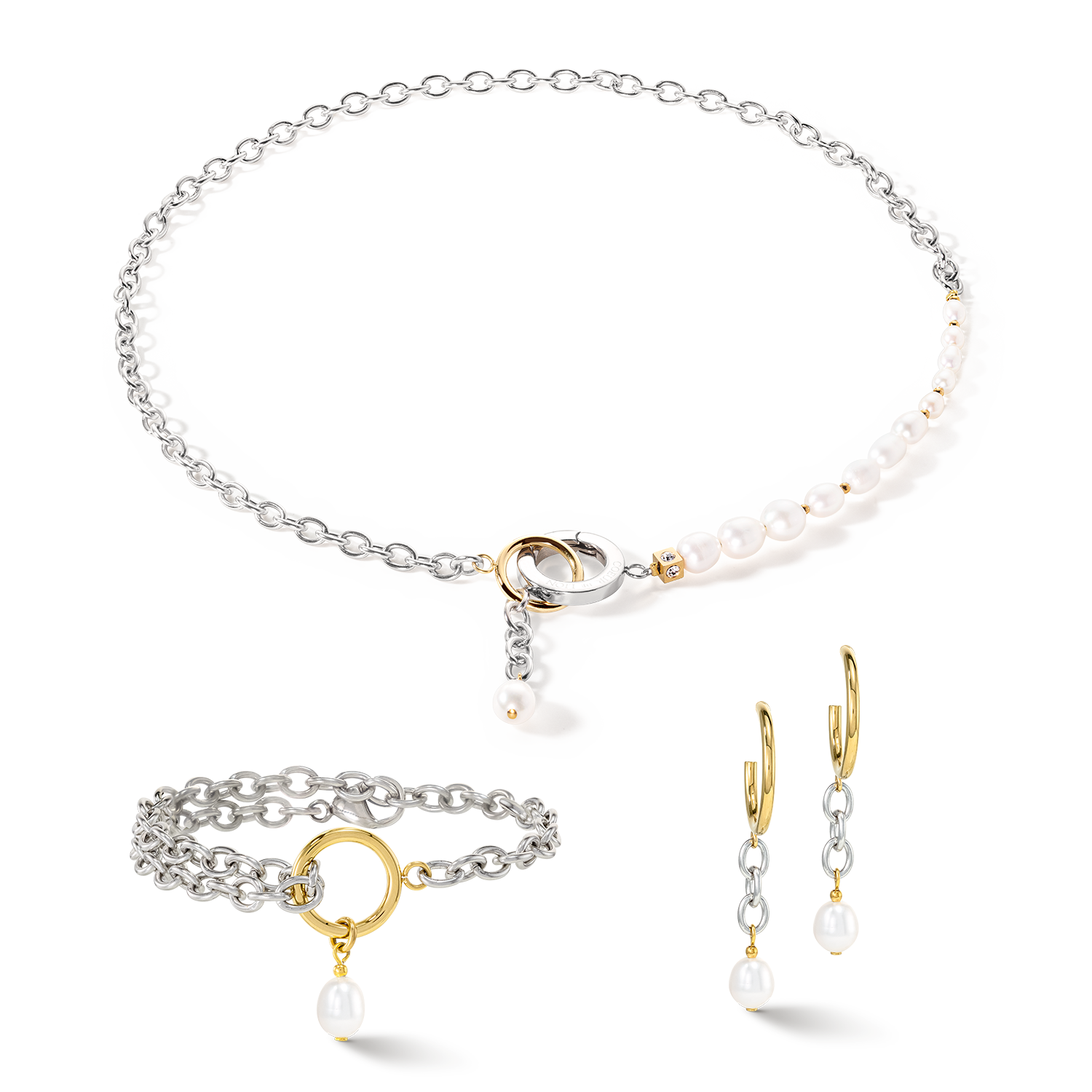 Bracelet Y & Perles d'eau Douce ovales avec O-ring bicolores