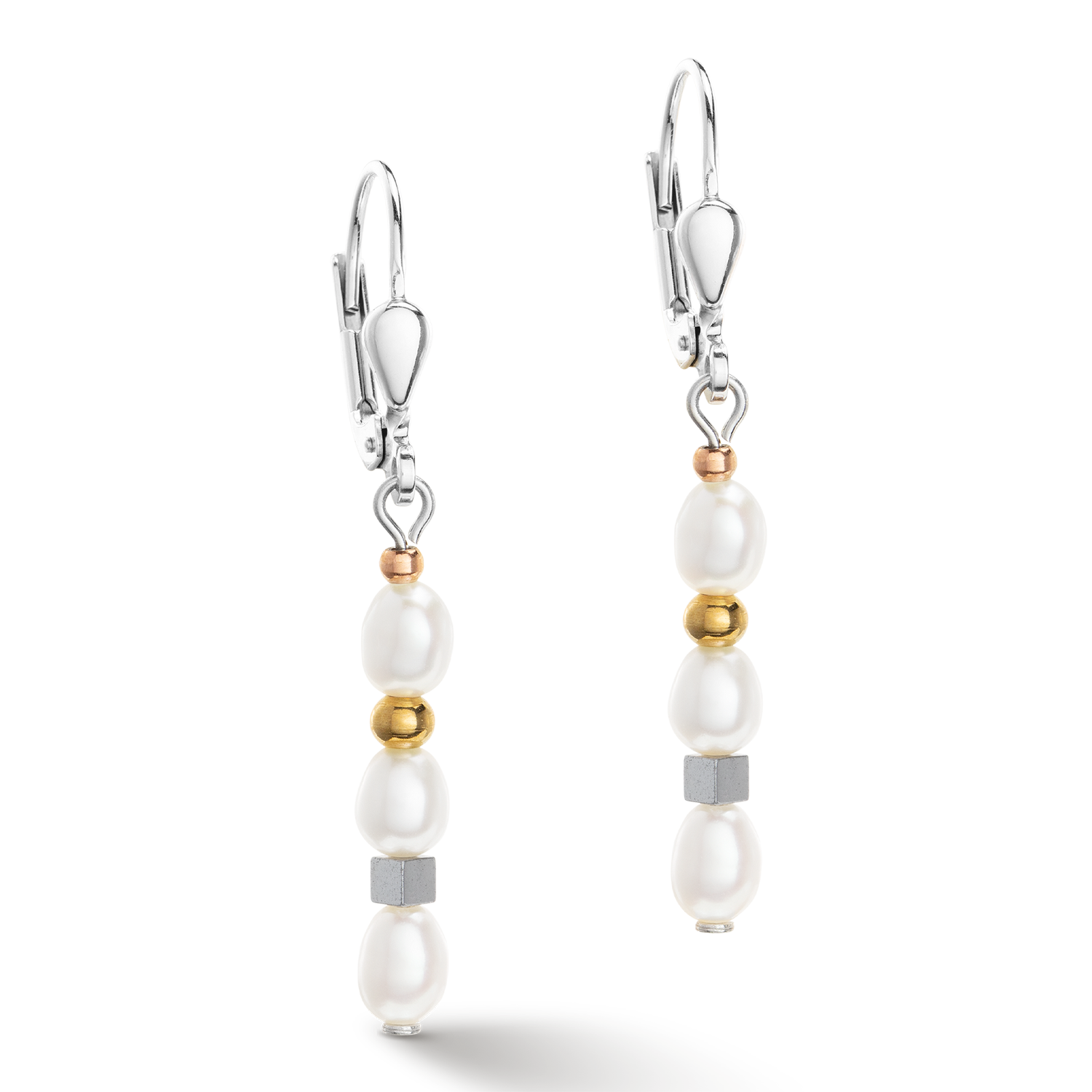 Boucles d'oreille Cube Trilogy & Perles d'eau Douce ovales