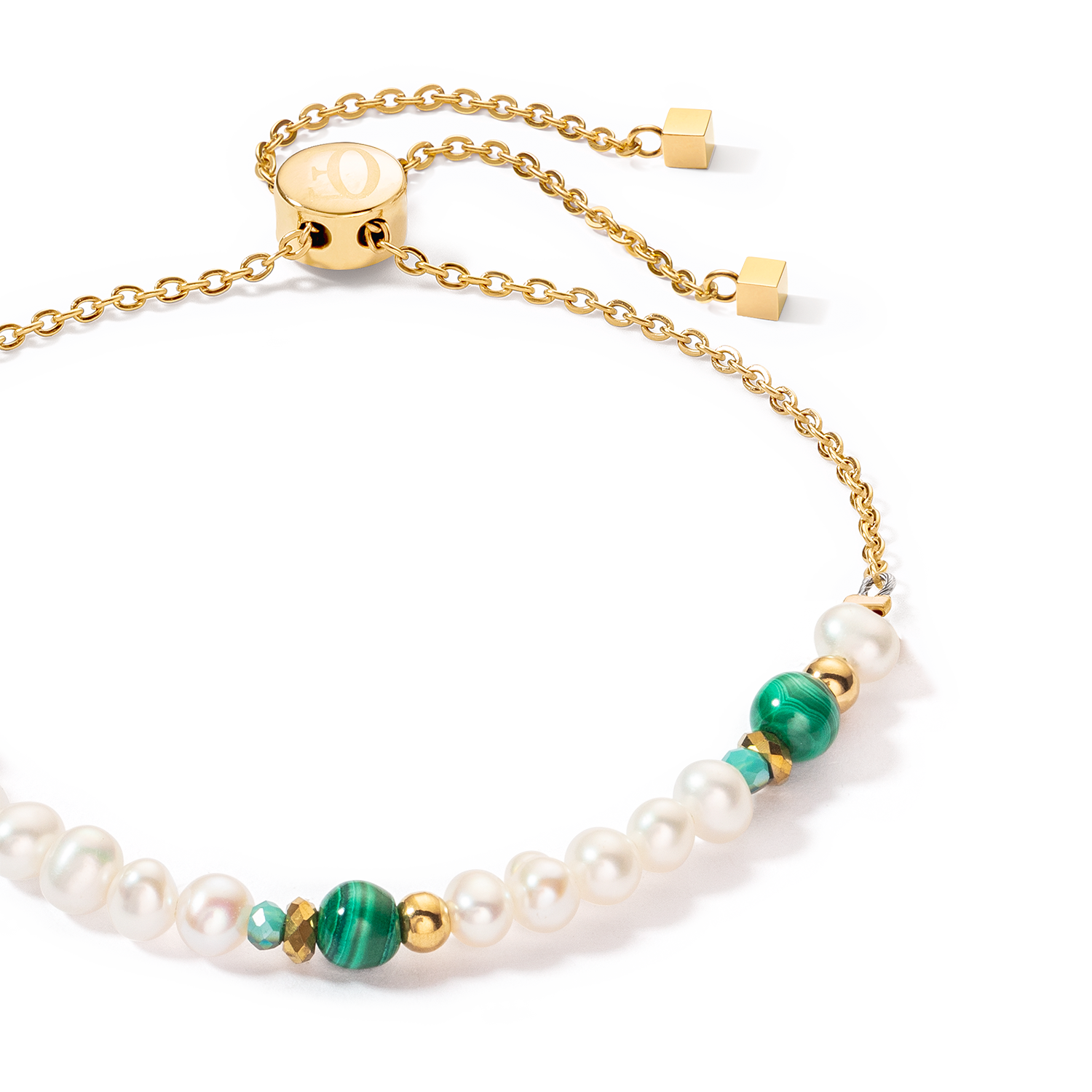 Bracelet Harmony Perles d'eau douce et malachite or