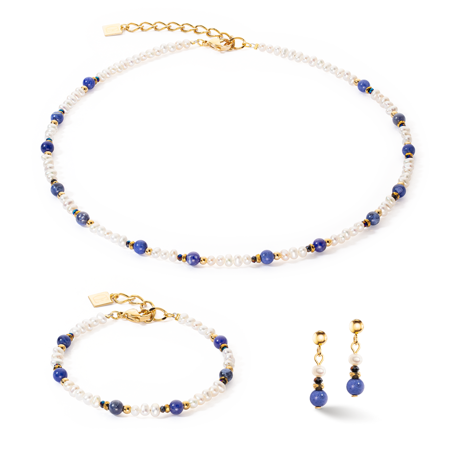 Bracelet Flow Perles d’eau douce et sodalite or