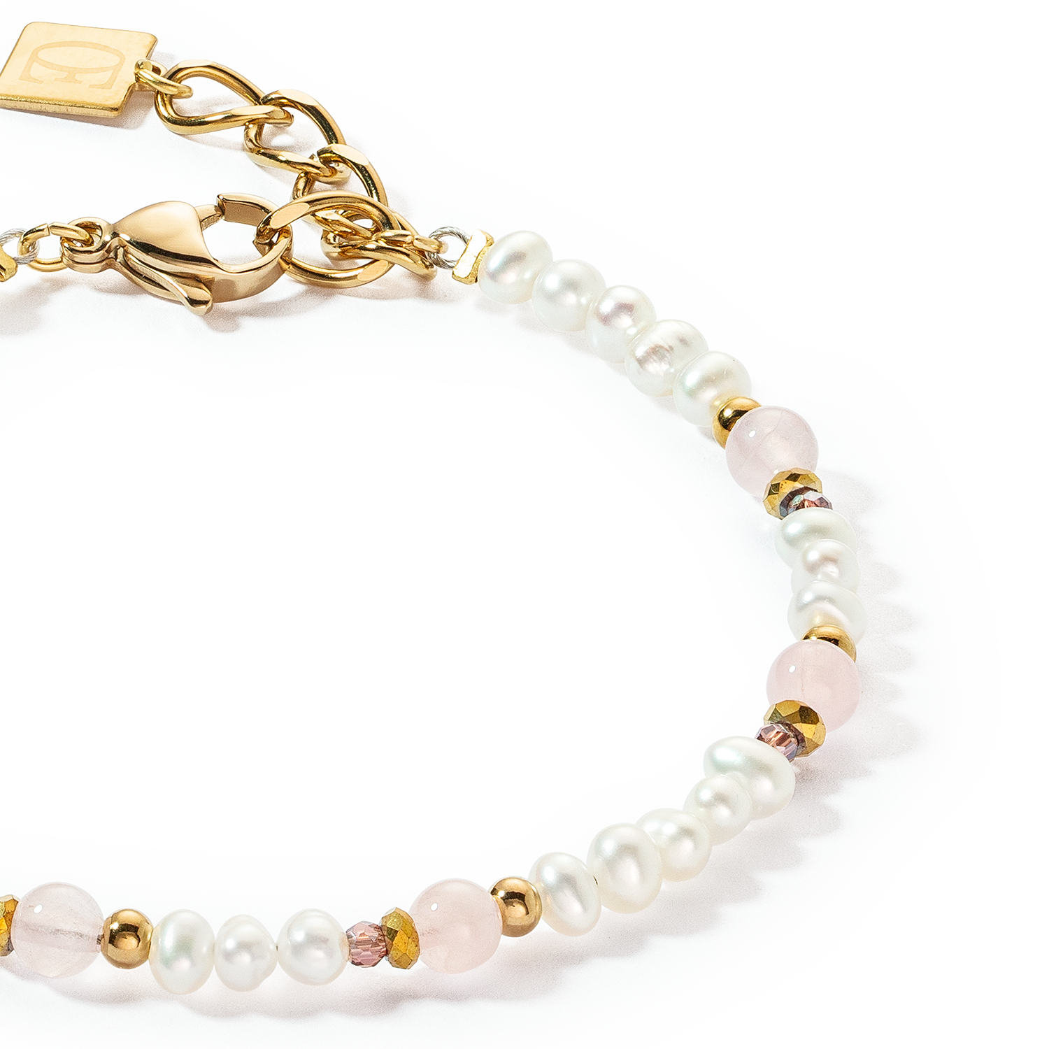 Bracelet Romantic perles d'eau douce & quartz rose or