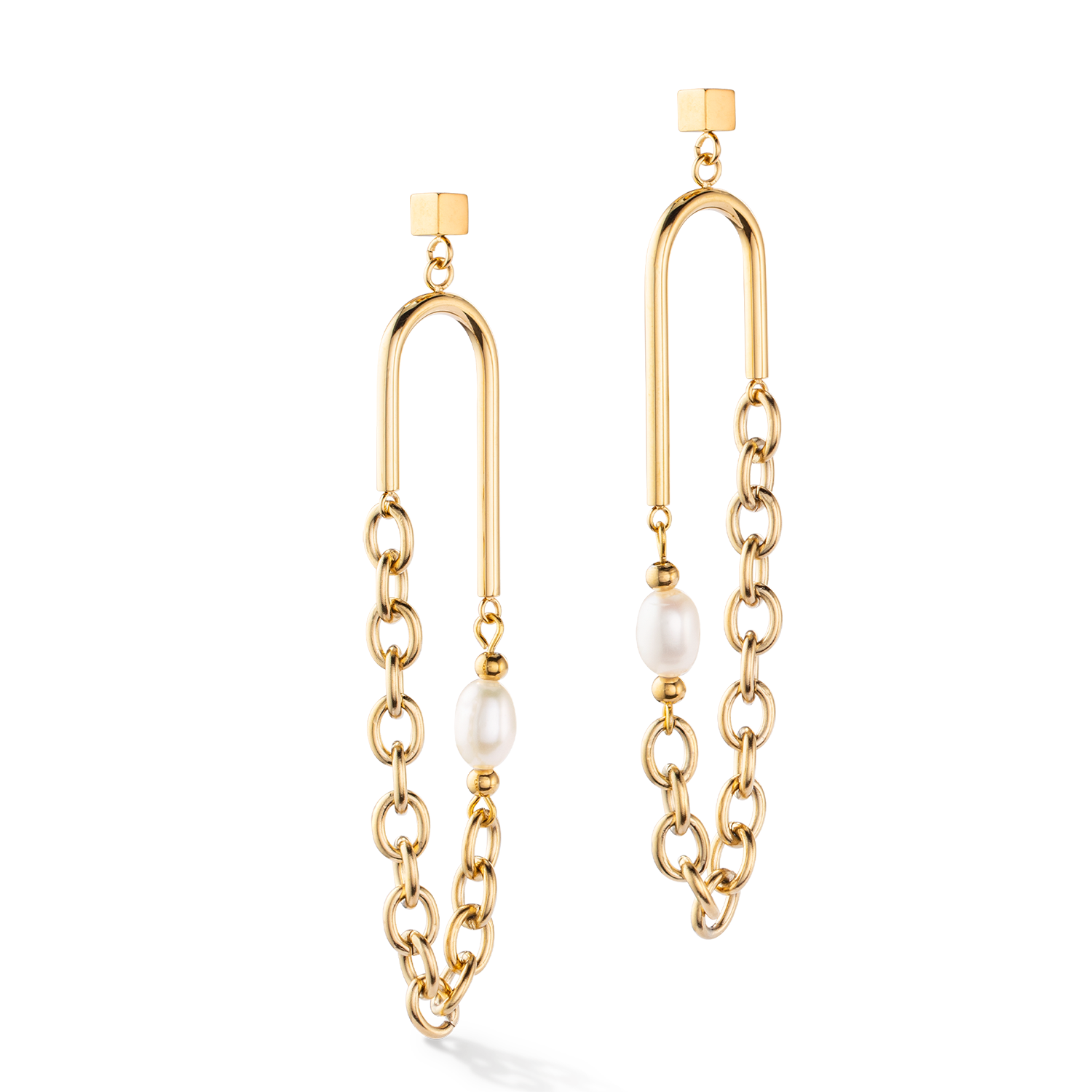 Boucles d'oreilles Boho Perles d'eau douce or blanc