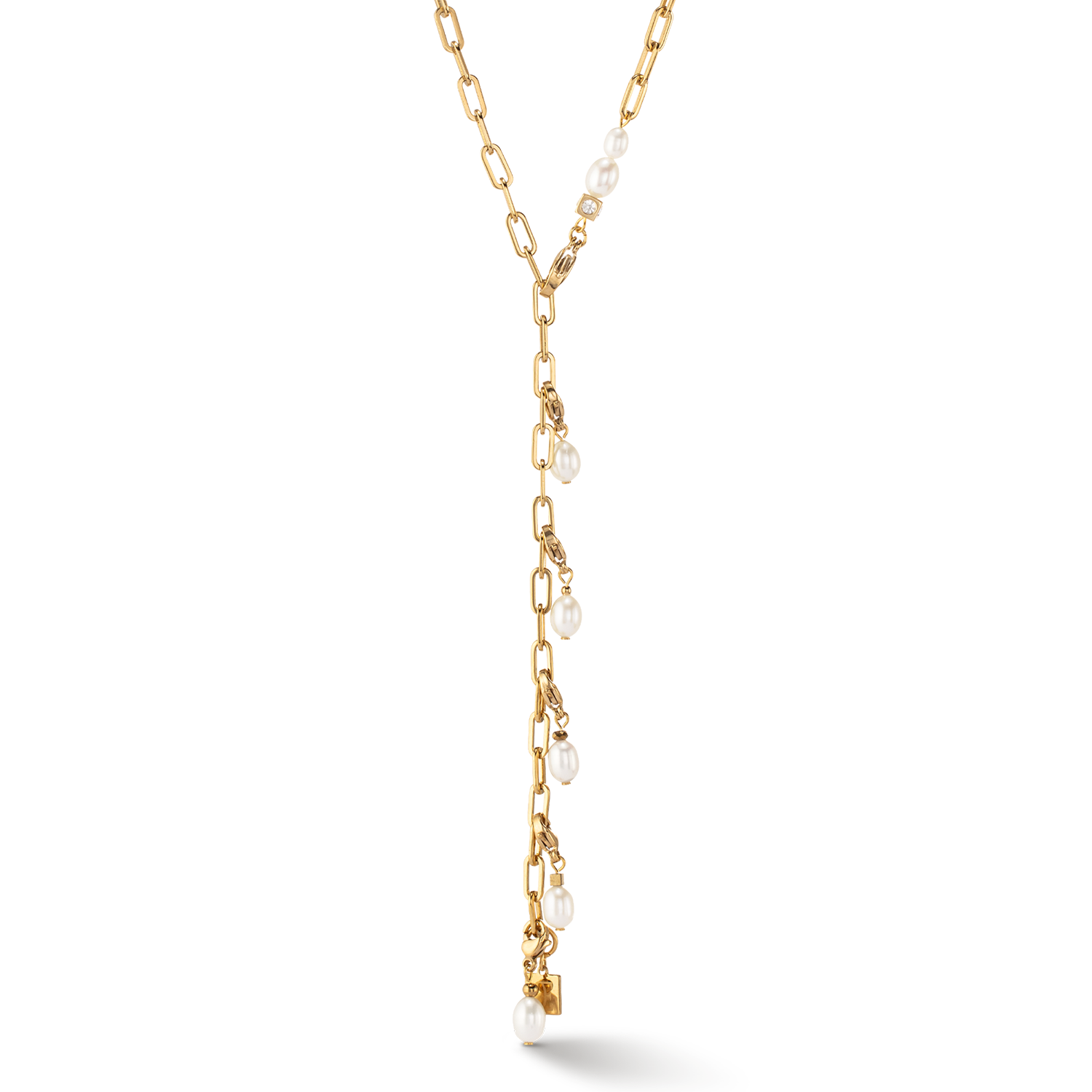 Collier Modern Chain et perles d'eau douce Charms or