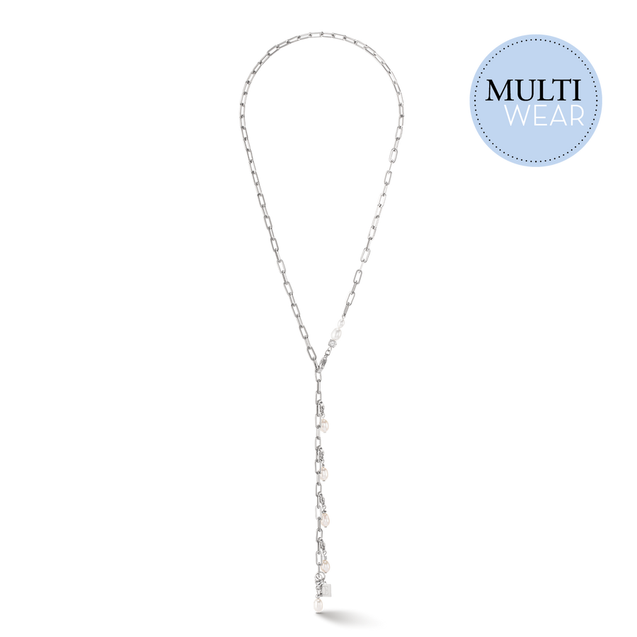 Collier Modern Chain et perles d'eau douce Charms argent