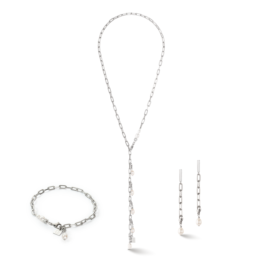 Collier Modern Chain et perles d'eau douce Charms argent