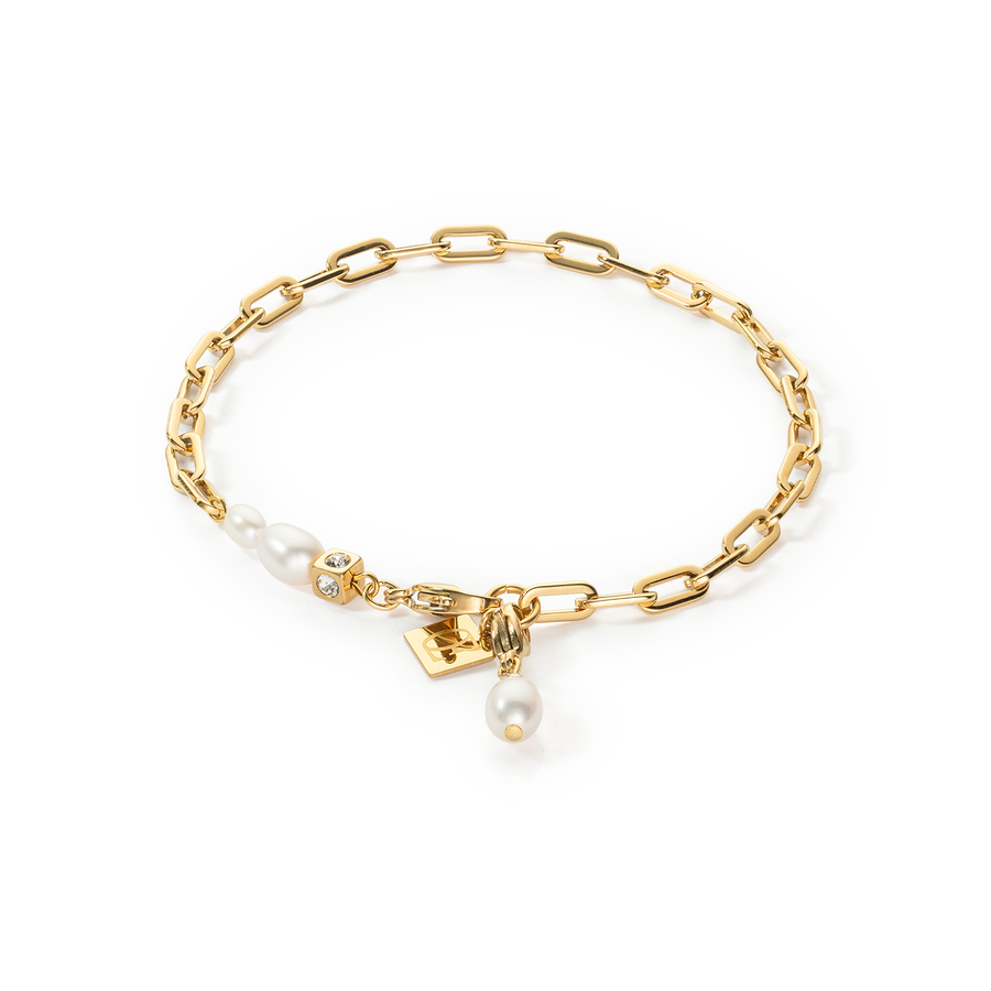 Bracelet femme coeur de lion dancing perles d'eau douce bracelet bicolor acier  inoxydable - bracelets-femme 