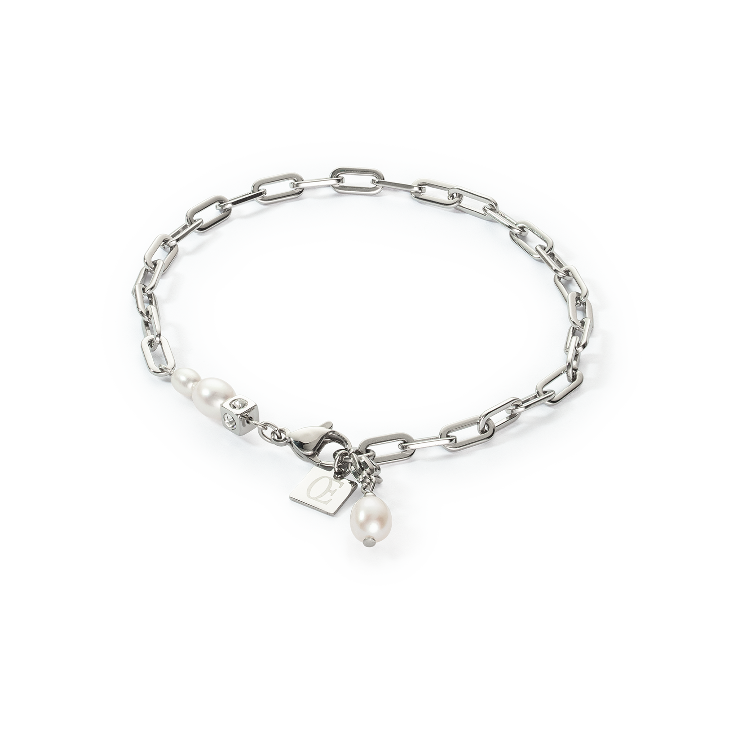 Bracelet Modern Chain et perles d'eau douce Charms argent