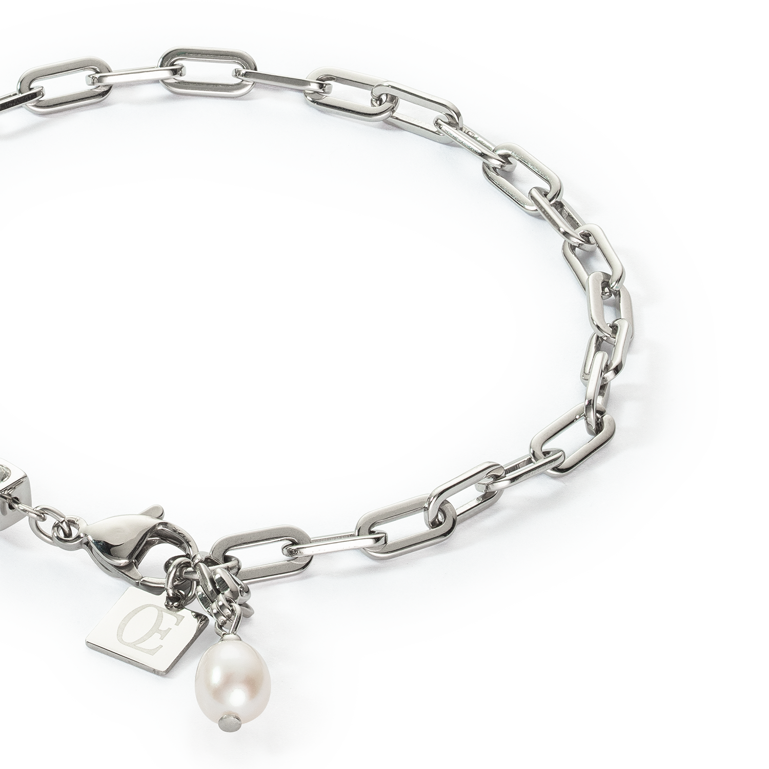 Bracelet Modern Chain et perles d'eau douce Charms argent