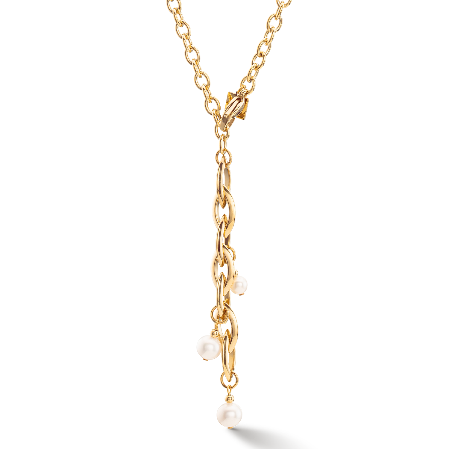 Collier Y Navette Perles d'eau douce or