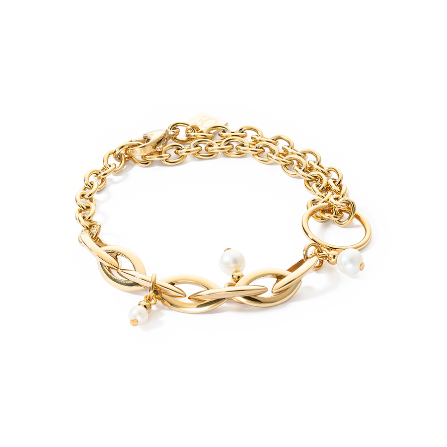 Bracelet Y Navette Perles d'eau douce or