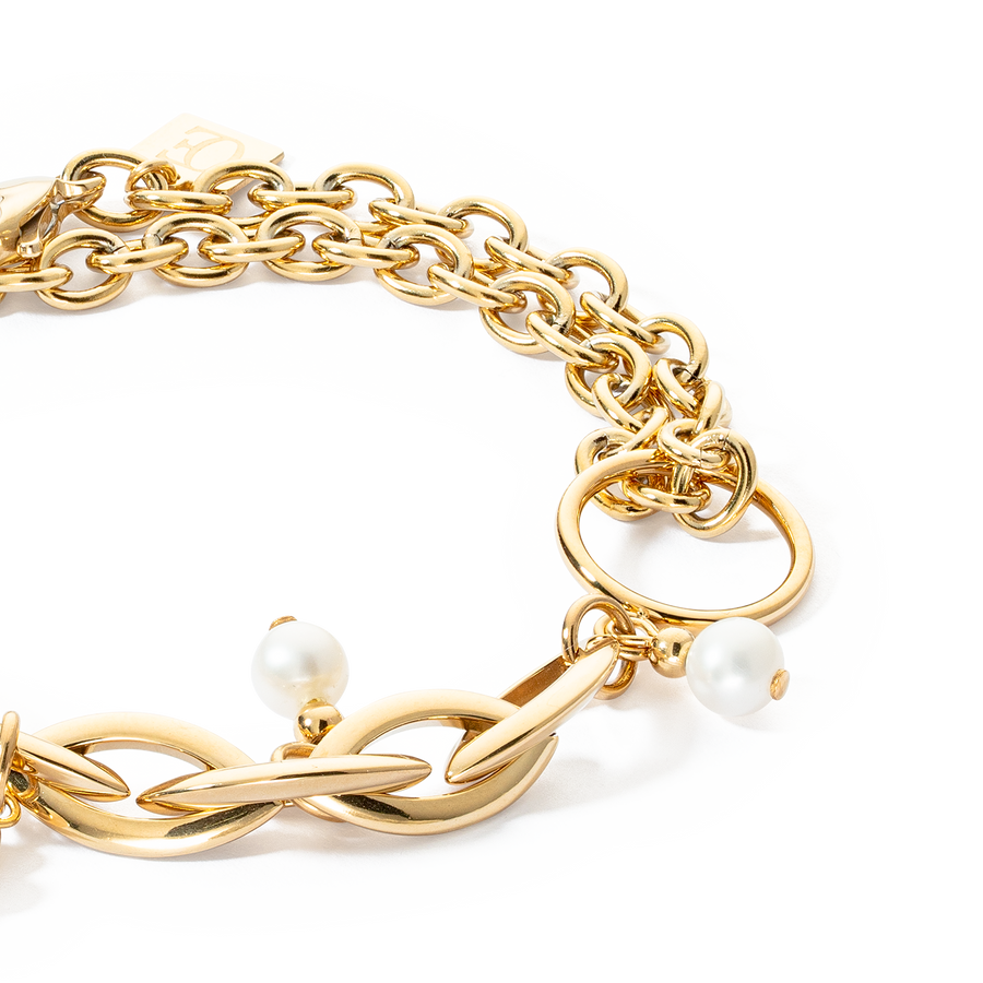 Bracelet Y Navette Perles d'eau douce or