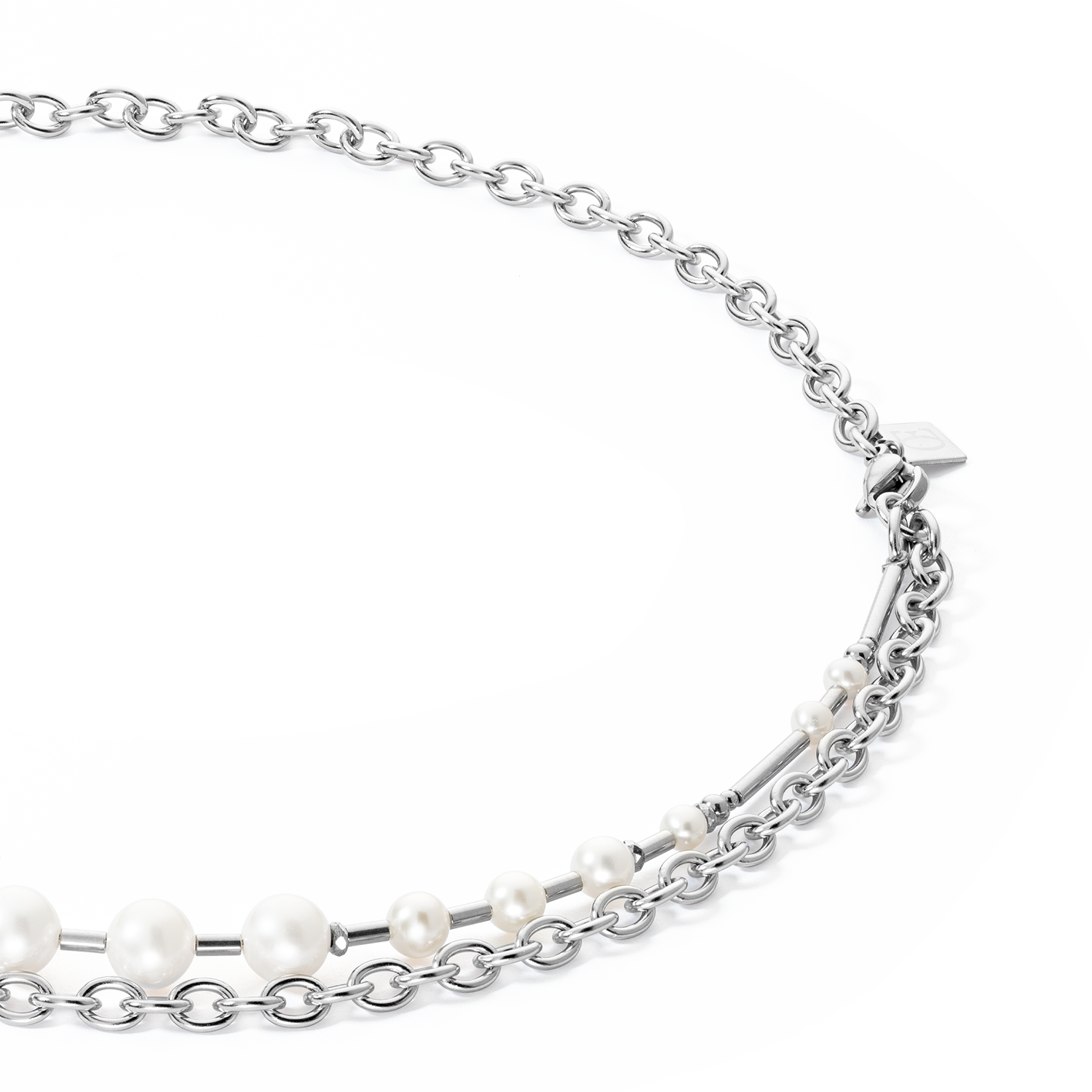 Collier Perles d'eau douce et chaîne Multiwear argent