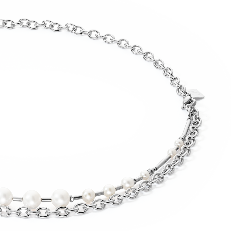 Collier Perles d'eau douce et chaîne Multiwear argent