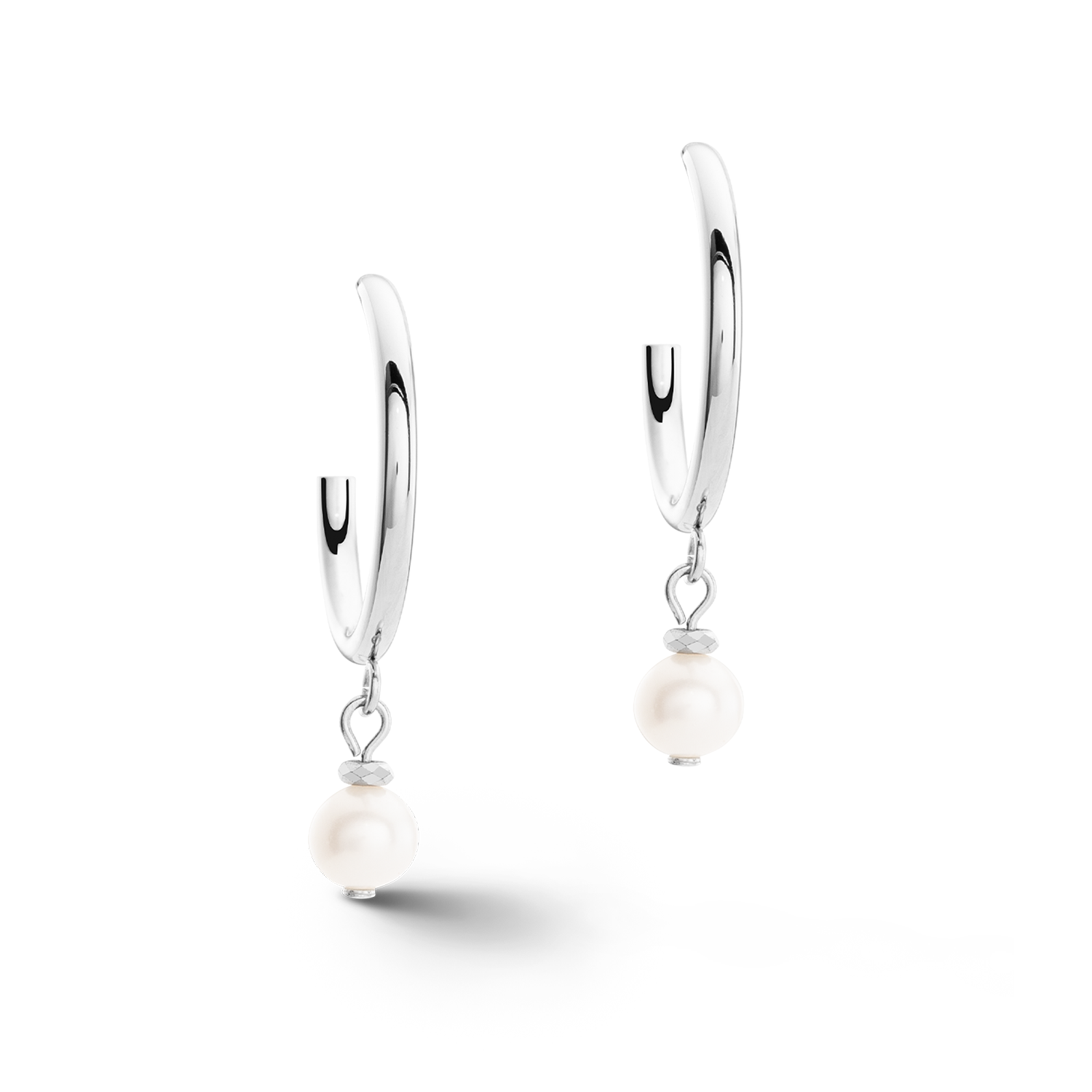 Boucles d'oreilles Creole Perles d'eau douce et chaîne Multiwear argent