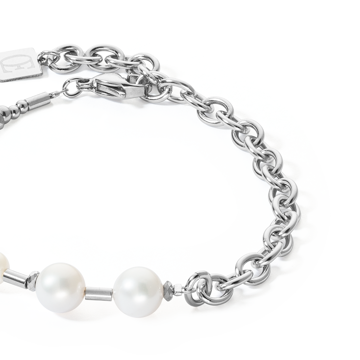 Bracelet Perles d'eau douce et chaîne Multiwear argente