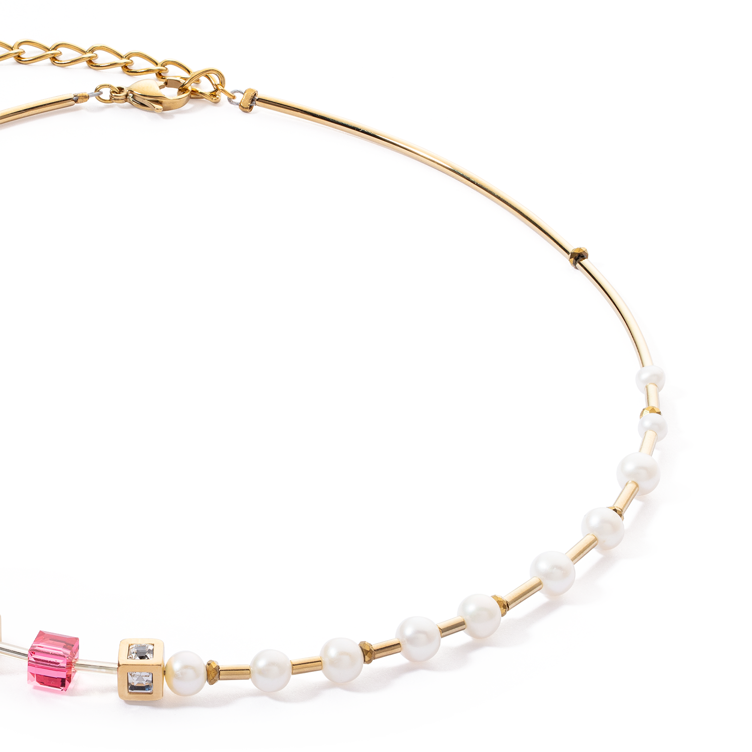 Collier GeoCUBE® Fusion Precious Pearl Mix or-rose vif