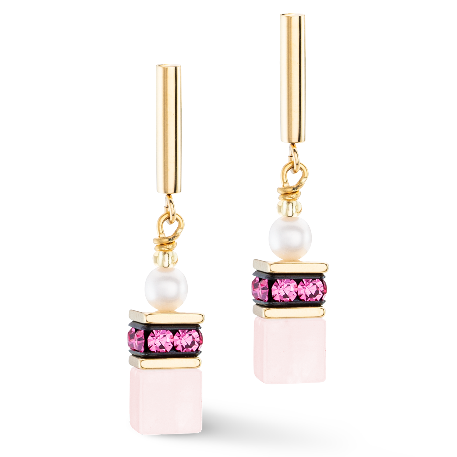 Boucles d'oreilles GeoCUBE® Fusion Precious Pearl Mix or-rose-vif