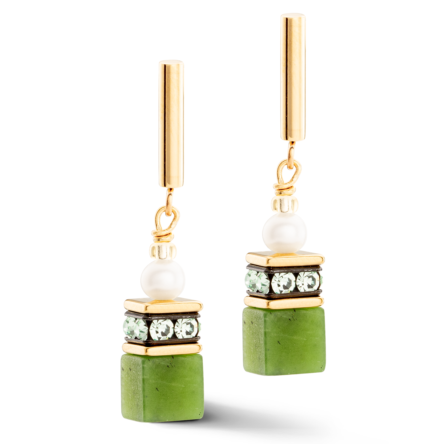 Boucles d'oreilles GeoCUBE® Fusion Precious Pearl Mix or-vert