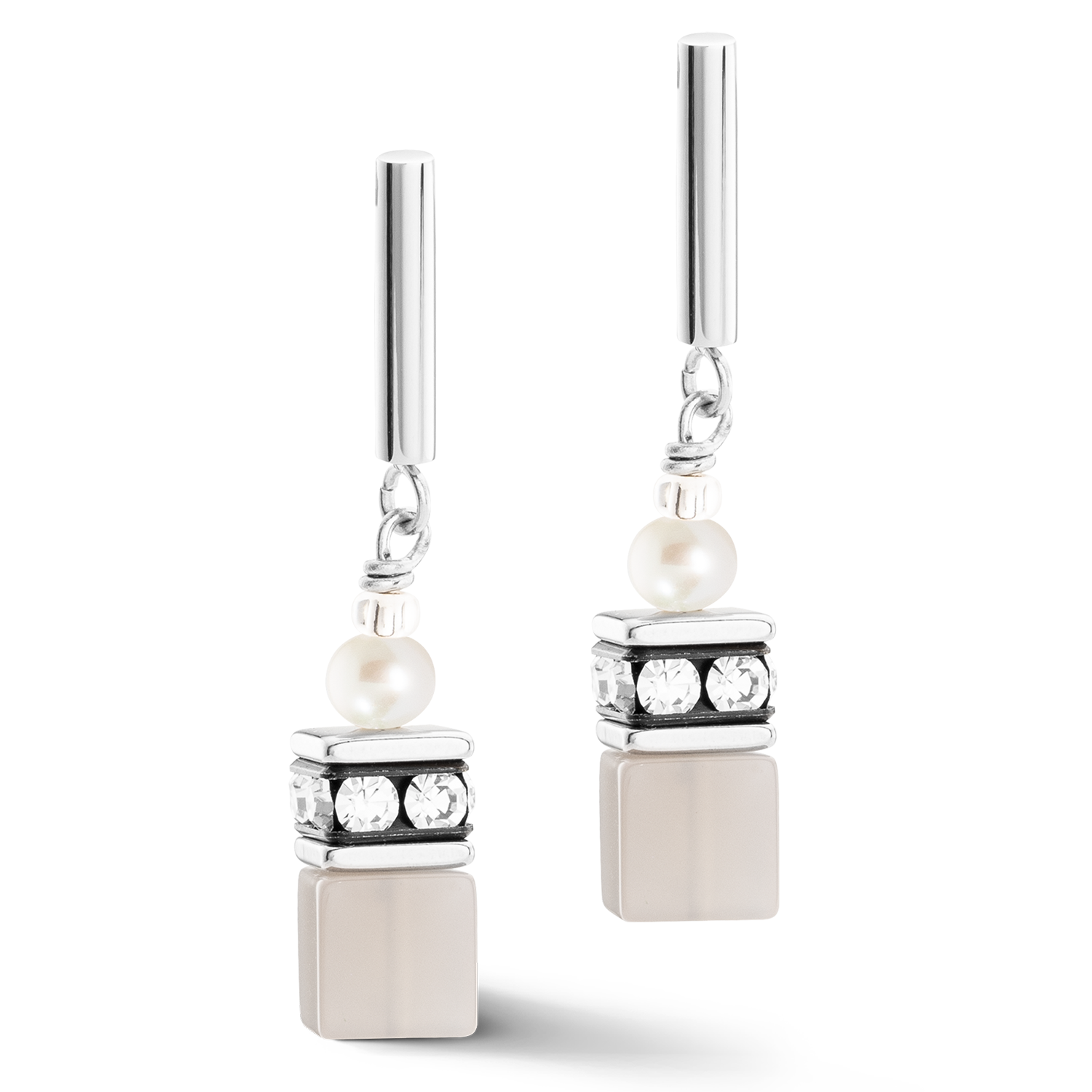 Boucles d'oreilles GeoCUBE® Fusion Precious Pearl Mix gris argenté