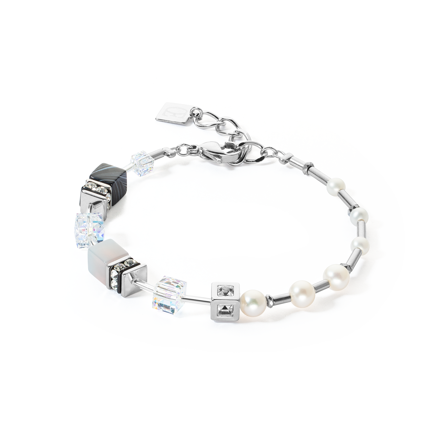 Bracelet GeoCUBE® Fusion Precious Pearl Mix gris argenté