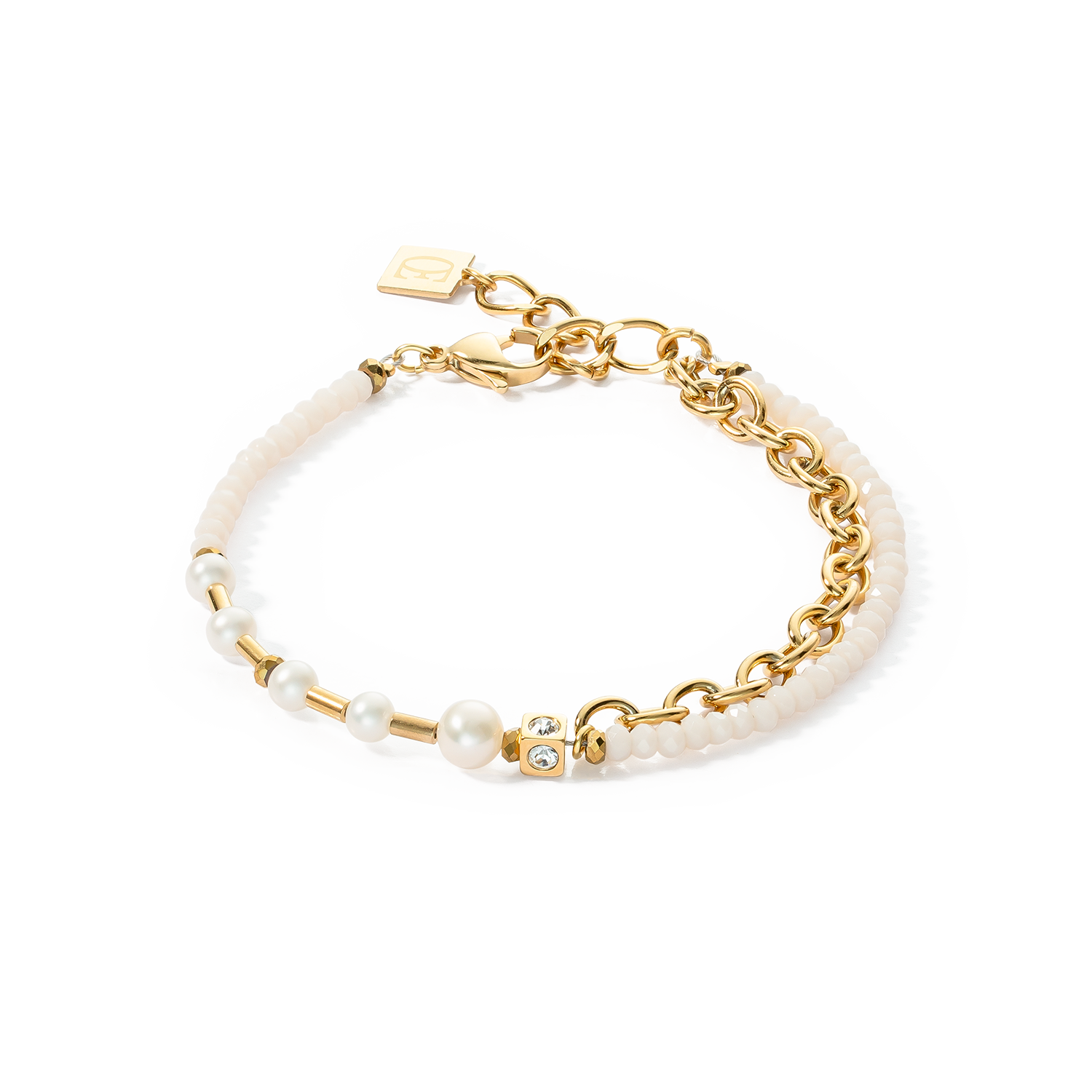 Bracelet Chain & Pearl Fever blanc-or