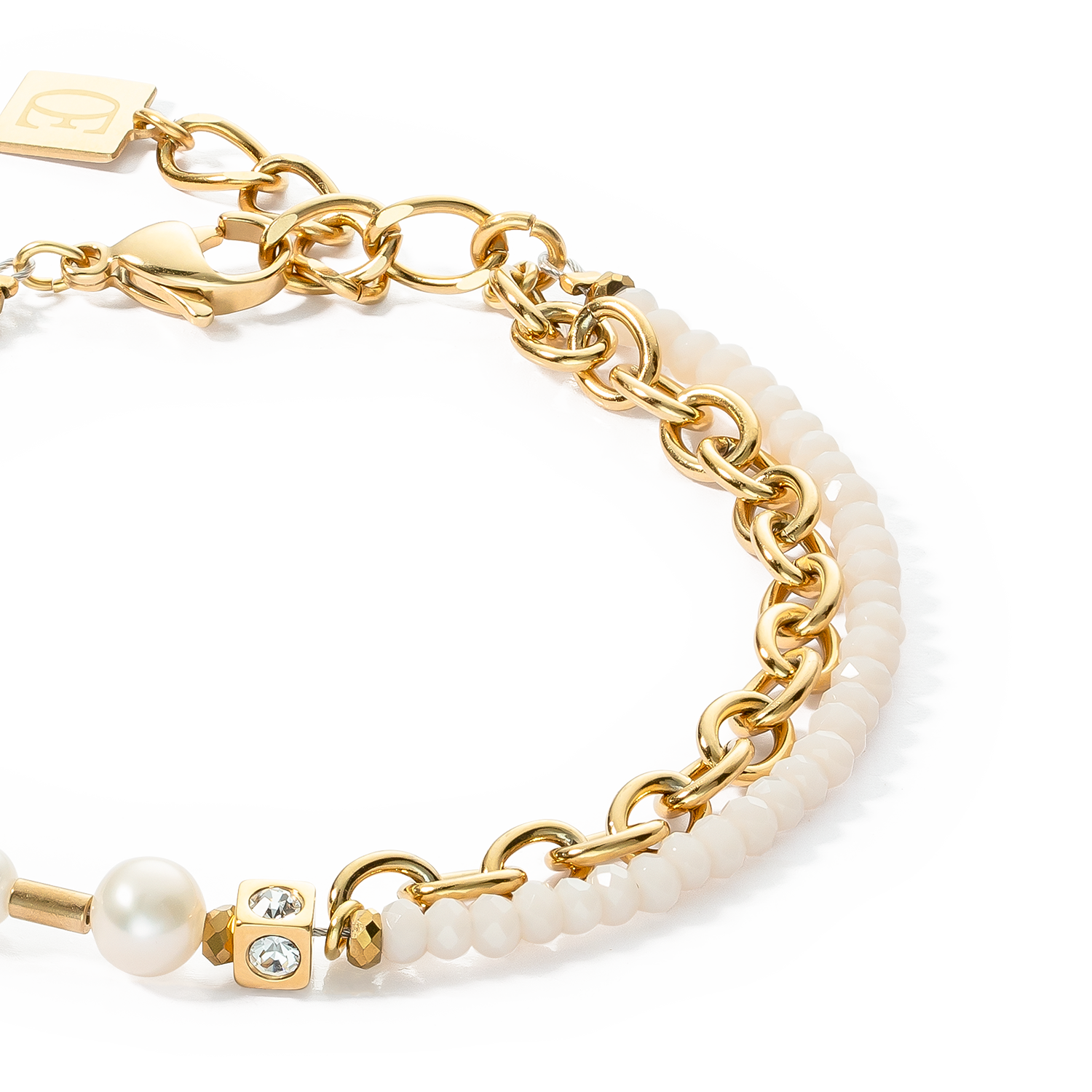 Bracelet Chain & Pearl Fever blanc-or