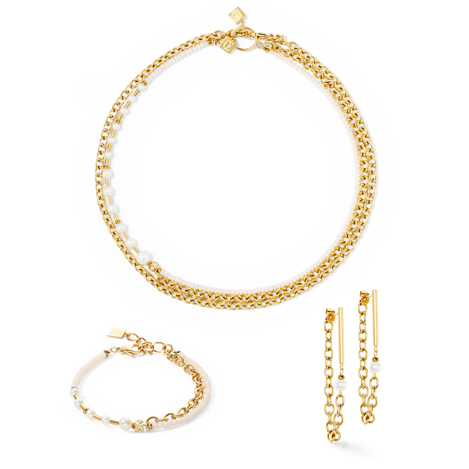 Bracelet Chain & Pearl Fever blanc-or