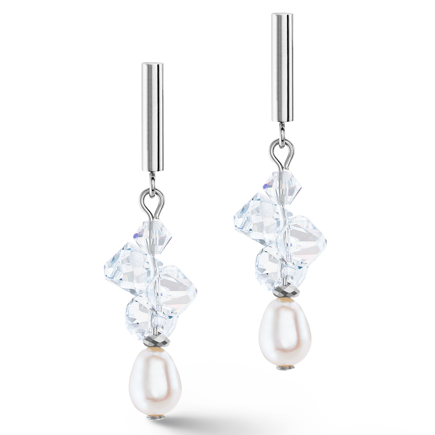 Boucles d'oreilles Dancing Crystals & Pearls argent