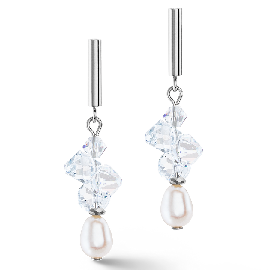 Boucles d'oreilles Dancing Crystals & Pearls argent