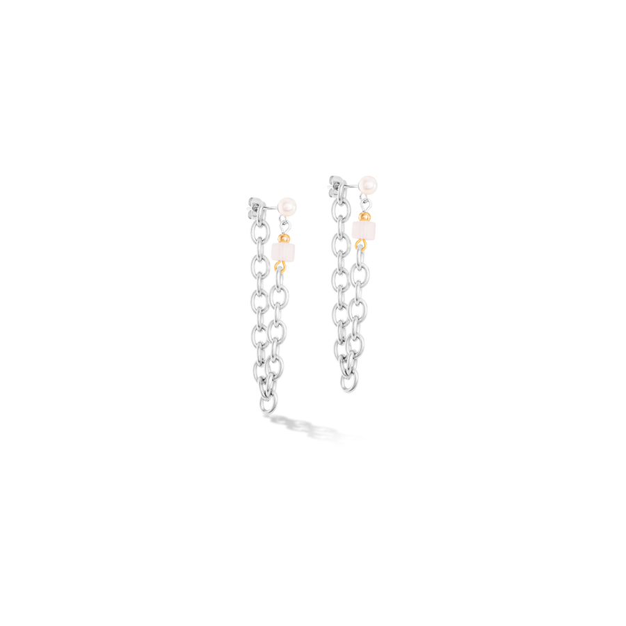 Boucles d'oreilles Cool Romantic Cubes & Pearls bicolor