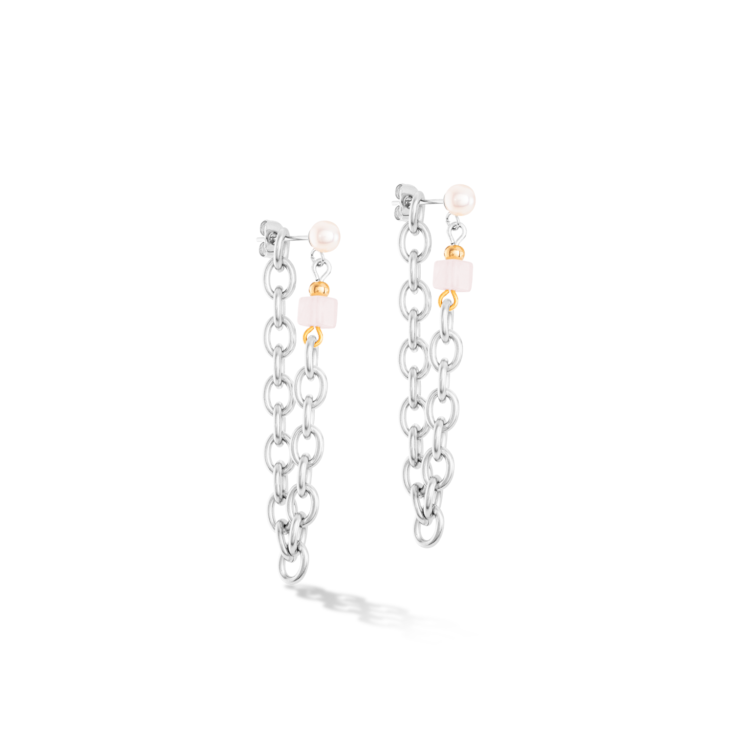 Boucles d'oreilles Cool Romantic Cubes & Pearls bicolor