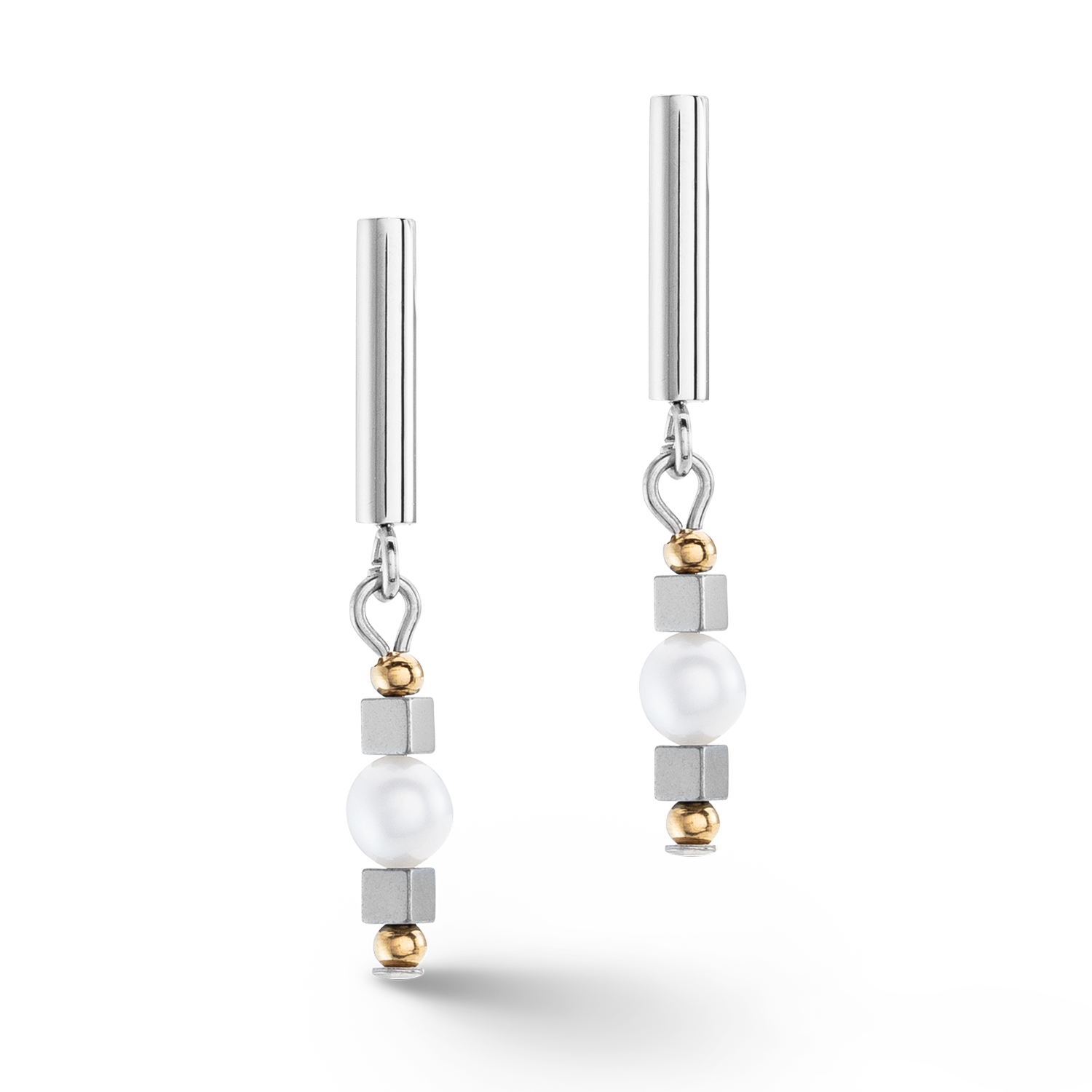 Boucles d'oreilles Orbit perle d'eau douce argentée