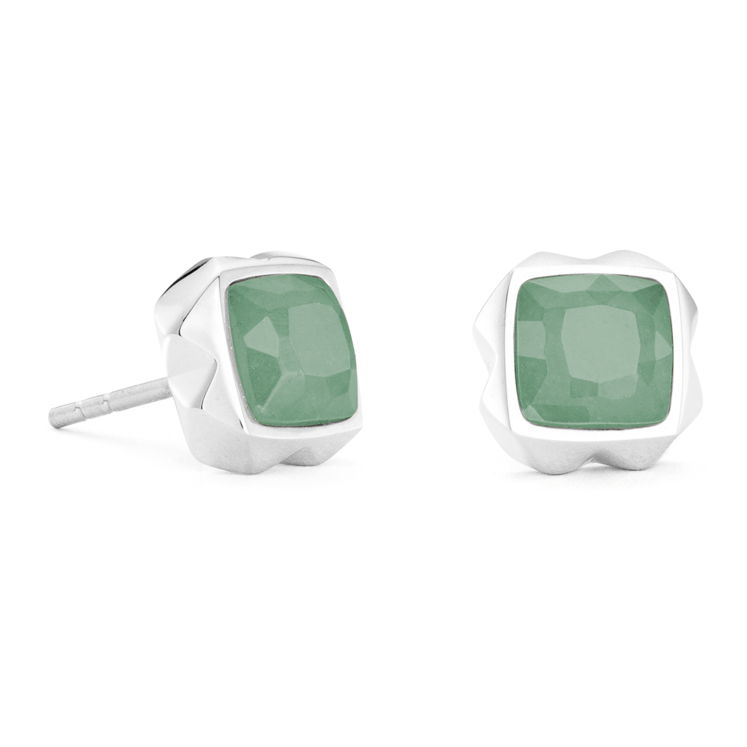 Boucles d'oreilles Spikes Square Aventurine argent-vert