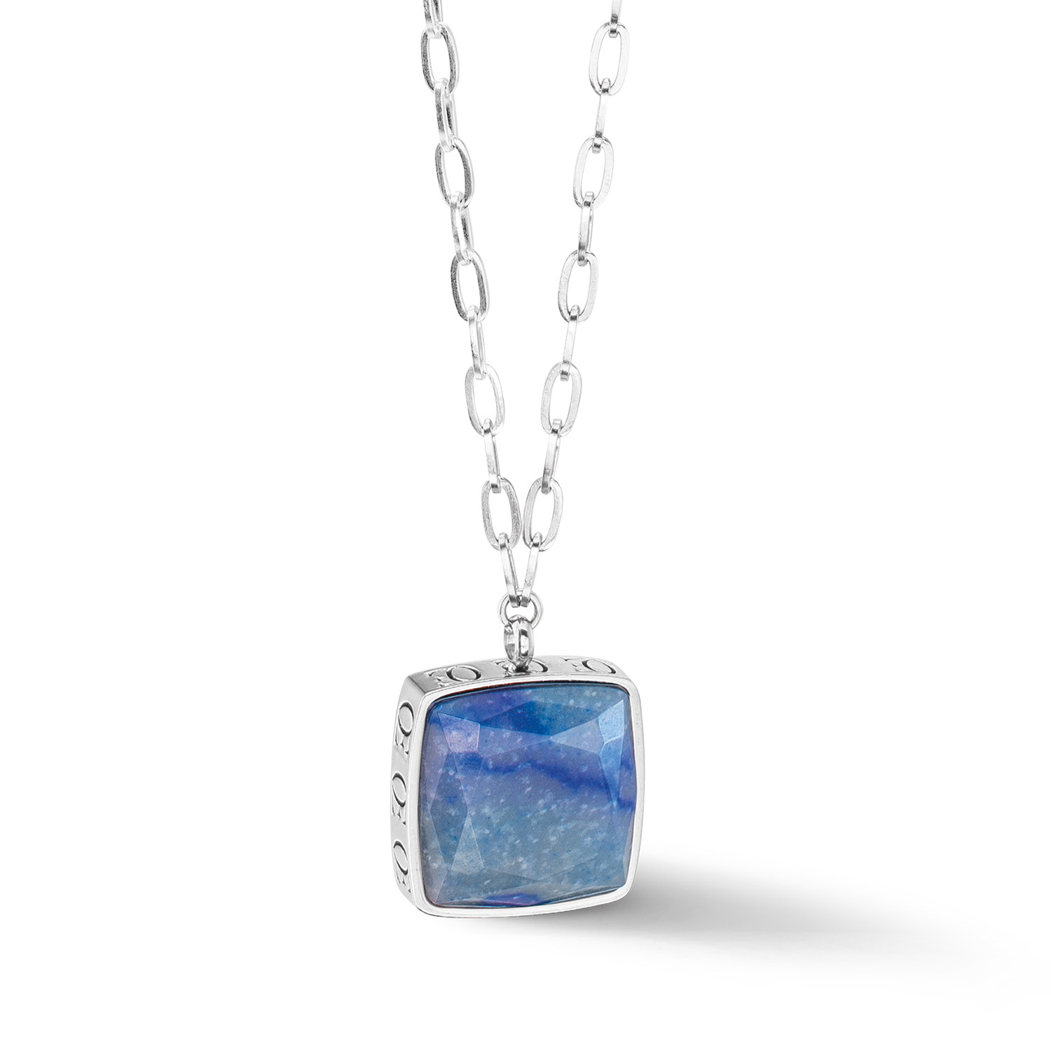 Collier OE Amulette Square Aventurine argent-bleu